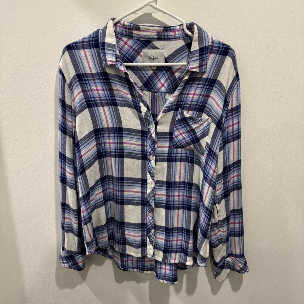 Rails Navy and White Checkered Shirt